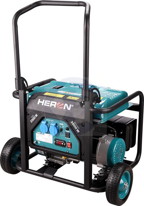 Elektrocentrála rámová benzínová 1F, 3,5kW, podvozok, HERON