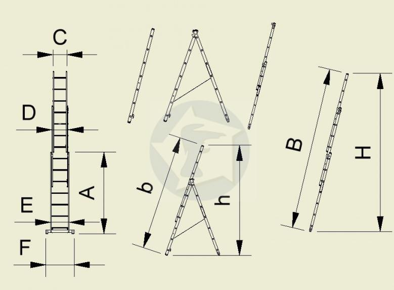 Rebrík trojdielny univerzálny 7606 PROFI
