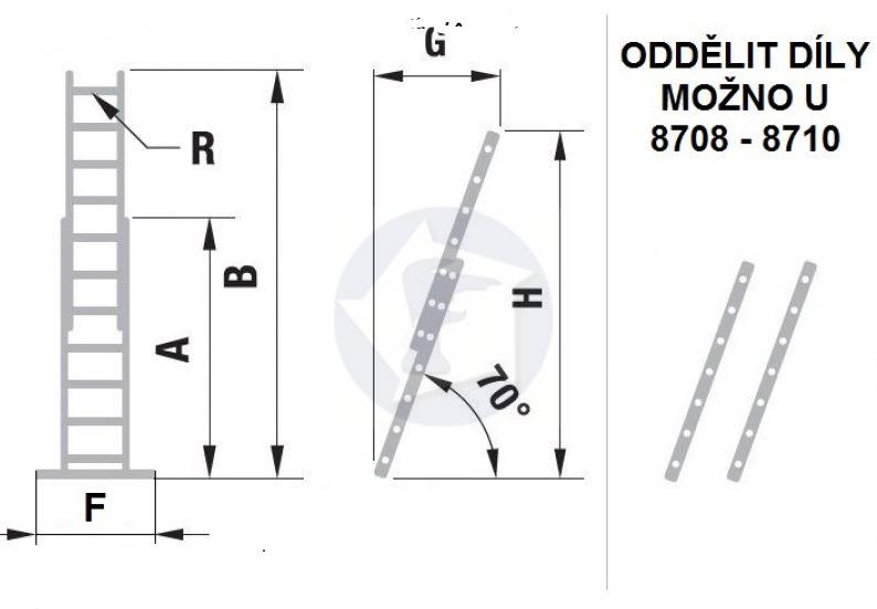 Rebrík dvojdielny výsuvný rozšírená verzia 8720 PROFI PLUS