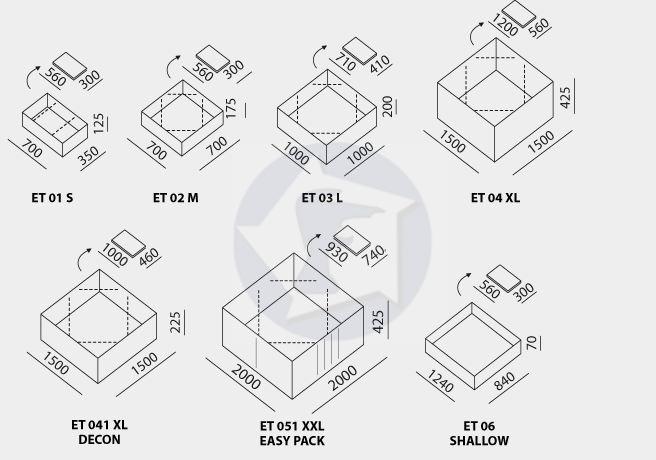 Skladacia multifunkčná záchytná, dekontaminačná  nádrž + taška  ET 041 XL LOW