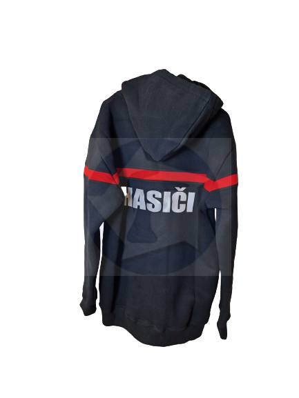Výpredaj -Mikina s červeným pásom a dlhý zips, nápis HASIČI  - S