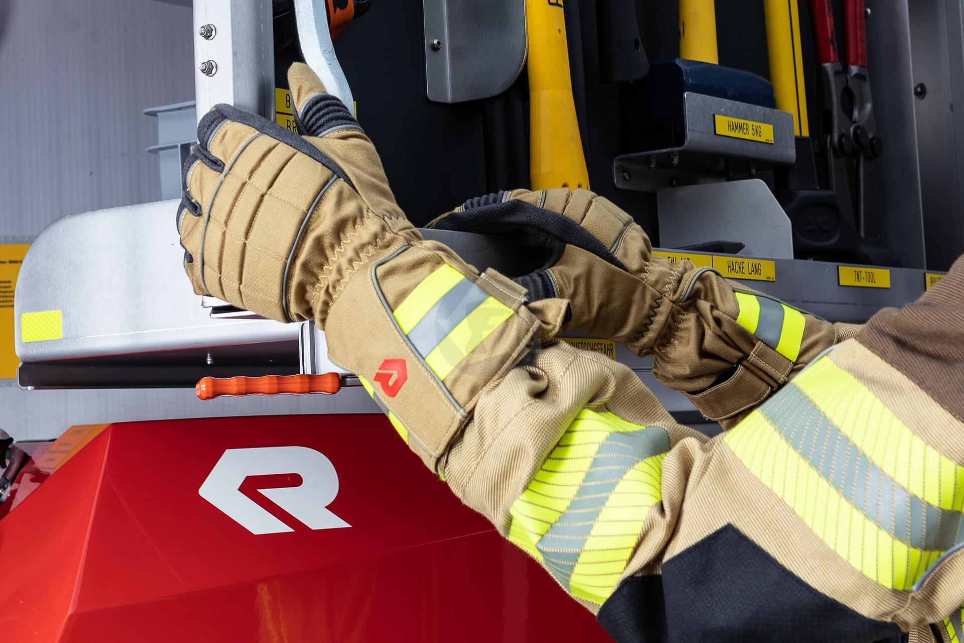 Zásahové rukavice ROSENBAER SAFE GRIP 3 s manžetou - pieskové