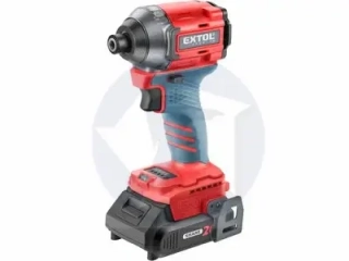 Uťahovač rázový aku Share20V, 1x 2Ah, 1/4" šesťhran na bity, 230Nm, bezuhlíkový motor, EXTOL PREMIUM + akumulátor a nabíjačka