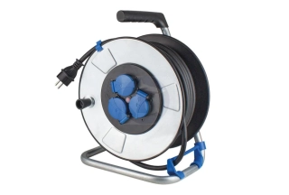 Kovový káblový bubon IP44 s gumovým káblom IronCoat pre stavbu