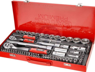 Kľúče nástrčné 1/4", 1/2", sada 65ks, kovový kufor, CrV