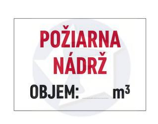 Tabuľka POŽIARNA NÁDRŽ, OBJEM: m3