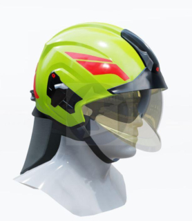 Prilba Rosenbauer HEROS TITAN FIRE GOLD HI-VIZ fotoluminiscenčná s polepmi