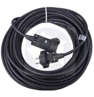 Vonkajší predlžovací kábel 20 m / 1 zásuvka / čierny / guma / 250 V / 2,5 mm2