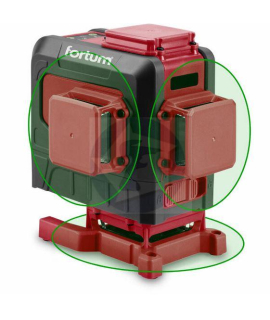 Laser líniový, krížový samonivelačný, zelený, 3D (3x360°), Li-ion akumulátor, USB nabíjanie, FORTUM
