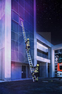 Záchranný nastavovací rebrík v súlade s DIN EN 1147 4 dielny - fluo stupne